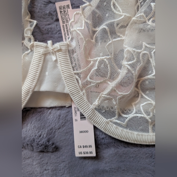 Vitoria's Secret Tease White Bridal Cap-Sleeve Unlined Demi Bra 38 DDD /F - Picture 4 of 5